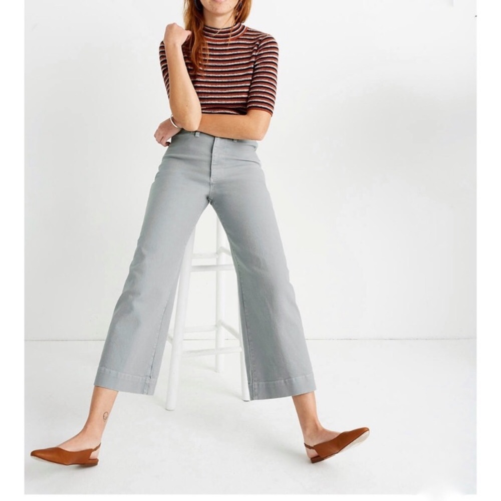 NWT Madewell Emmett Wide Leg Crop Pants Blue 29